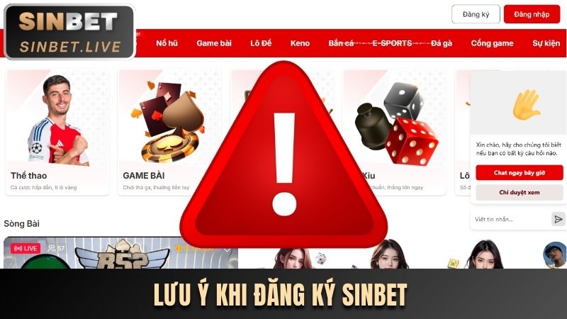 chu y quan trong khi tao tai khoan sinbet