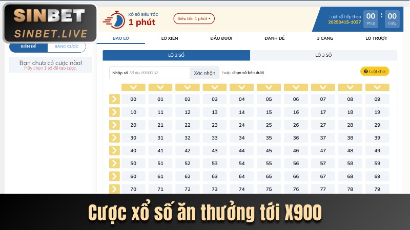 Cược xổ số trực tuyến ăn thưởng lên tới 900 lần