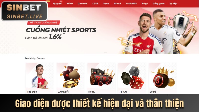 Giao diện trang nhà cái hiện đại và thân thiện